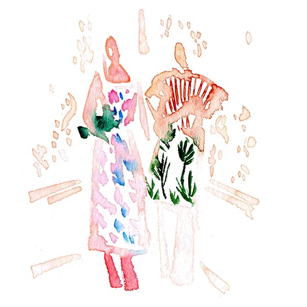 Croquis en direct pour les magasins HERMES - fêtes de Noel - Crédit Marilou Laure